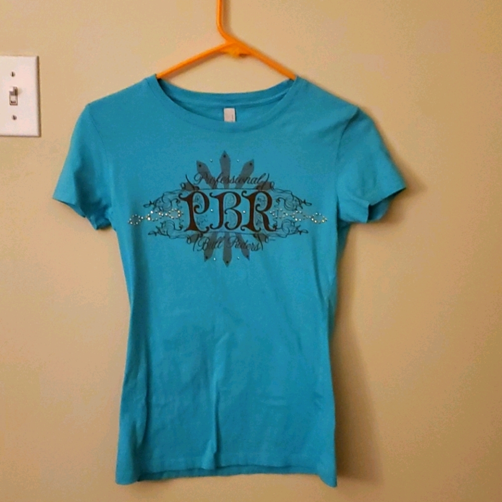 Cute Kids Girls Turquoise t-shirt With Gems